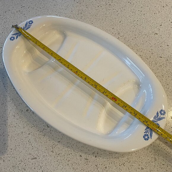 Vintage 1960s Corning Cornflower Blue P19 oval meat/turkey Platter - Picture 5 of 6